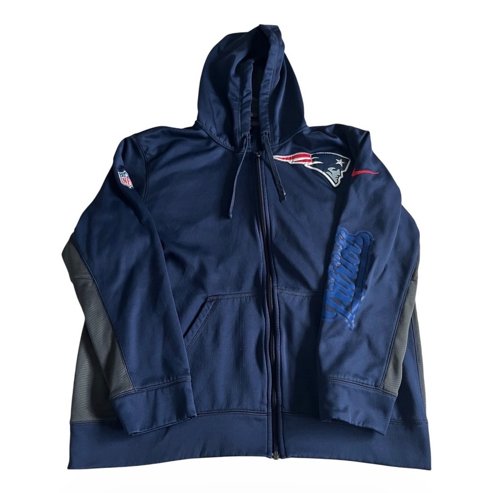 New England Patriots Hoodie Mens Large Blue NFL Football Nike Therma Fit